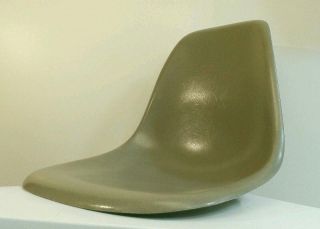 Eames Herman Miller 1950s Side Shell Chair Rare Olive Grey Fiberglass Vitra photo