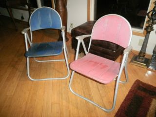 Vntg Folding Metal Patio Lawn Chair Mid Century Samsonite? Russel Wright? Antiqu photo