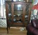 Antique Vintage Solid Wood Curio Display China Cabinet 1900-1950 photo 4