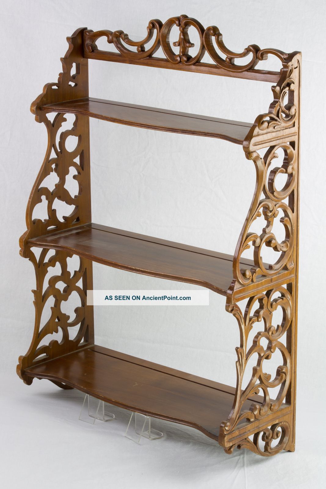 Gorgeous Hand Carved Wood Wall Shelf – 3 Shelves – Lovely Design Top Quality 1800-1899 photo