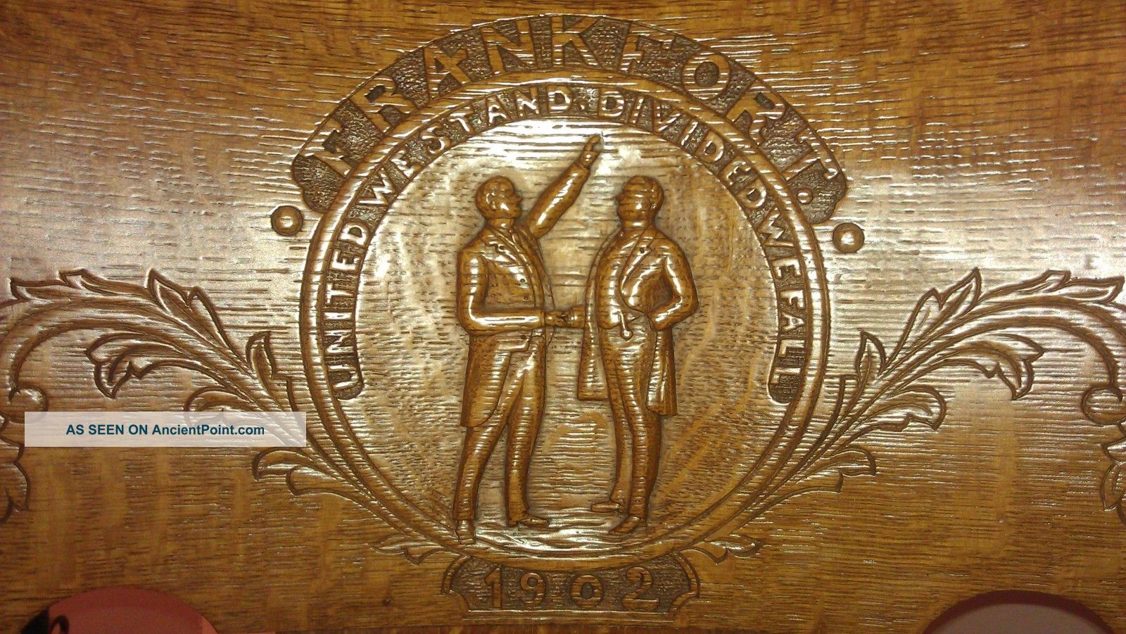 Rare Find Kentucky State Seal,  Frankfort Ky Antique Oak Office Chair - Ky Fans 1900-1950 photo