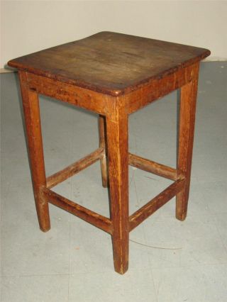 18th C Chippendale Stretcher Base Tavern Table Light Stand Best Attic Surface photo