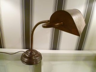 Stunning 1920 ' S Art Deco Bankers / Desk Lamp W.  Base Mounted Switch photo