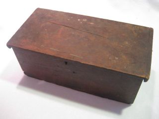 Nr Antique Dovetailed Miniature Blanket Chest Untouched Ca 1800 Old Red Paint photo