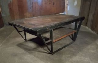 Vintage Industrial Repurposed Pallet Rack / Coffee Table / Factory Table photo