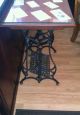 Antique Cast Iron Sewing Table With Mahogany Wood Topper 1900-1950 photo 3