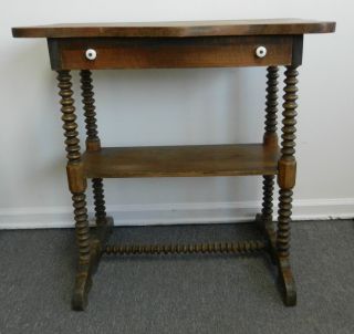 Pine Spindle Leg Side Table Stand With Drawer Jenny Lind Style photo