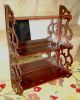 Antique Mirror & Wood Cup/plate Holder 3 Shelves Scrolled Trim - Contents Not Incl 1900-1950 photo 1