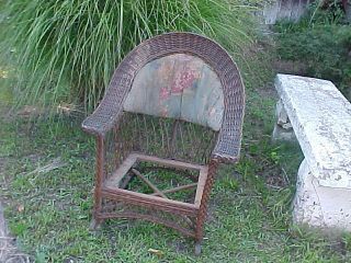 Unpainted Wicker Bar Harbor Rocker Orig.  Cushion (shipper Listed In Ad) Antique photo