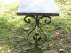 Antique Wrought Iron Marble Top Art Deco Table Orig Paint 1900-1950 photo 4