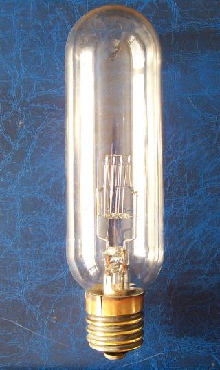 Antique Old Vintage Hand Blown Glass Brass Lamp High Watt Filament 9 