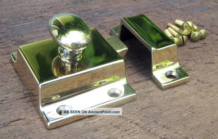 Reproduction Large Solid Brass Cabinet Latch (polished Brass Lacquer Free) 1900-1950 photo