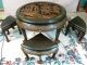 Antique Chinese Hand Carved Wood Tea,  Coffee Table With 4 Matching Carved Chairs 1900-1950 photo 6