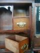 Antique Oak Smoking Pipe Cabinet Tabletop W/ Humidor Beveled Glass 1900-1950 photo 11