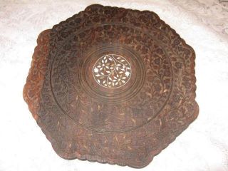 Hand Carved Sadeli Table Top,  Inlaid W/ Bone, photo