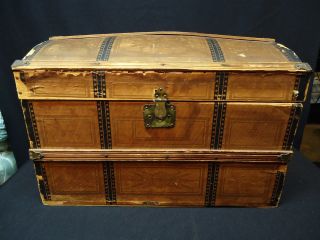 Antique Dome Top Doll Trunk With Tray photo