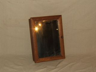 Handcrafted Medicine Cabinet Midtone Stain Rustic Solid Oak Vintage Wood Glass photo