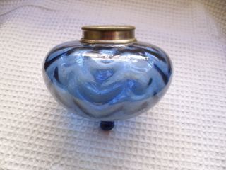 A Pretty Blue Glass Oil Lamp Font/vessel photo