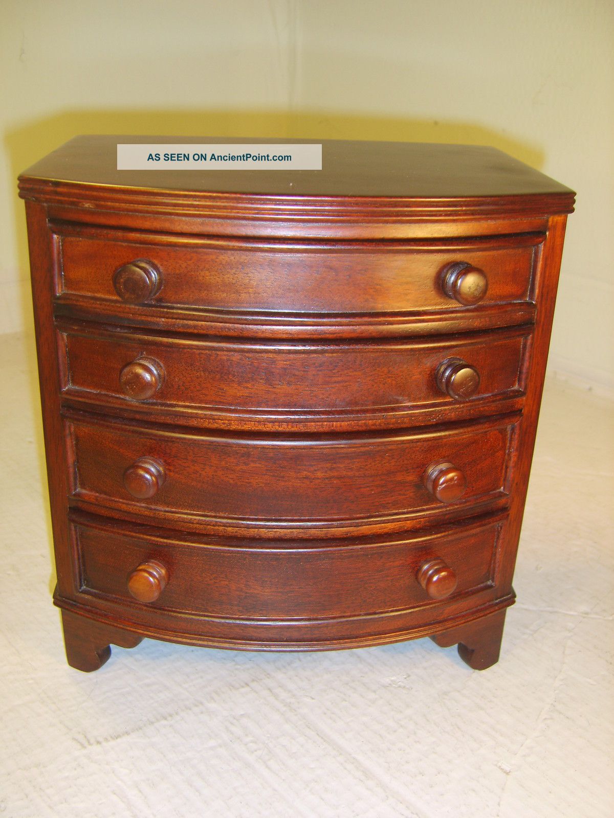 Miniature Mahogany Bow Fronted Chest Of Drawers Boxes photo