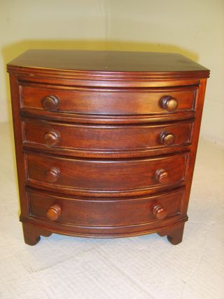 Miniature Mahogany Bow Fronted Chest Of Drawers photo