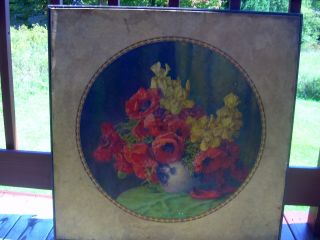 Vintage Card Table With Flower Decor,  1940 ' S, photo