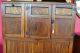 Vintage Hoosier Style Cabinet,  Slag Glass In Doors,  Refinished 1900-1950 photo 2