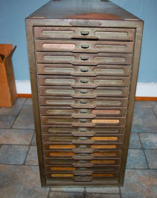Vintage Industrial Remington Rand Kardex Metal File Cabinet 16 Drawers Factory photo