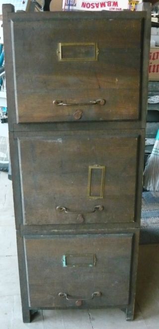 3 Stack Antique Weis File Drawer Cabinet,  Early 1900 ' S photo
