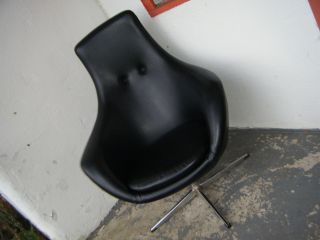 Rare Vtg Eames Mid Century Modern Black Overman High Back Swivel Chair Pod Chair photo