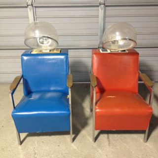 2 Vintage Beauty Parlor Hair Dryer Chairs.  Helene Curtis & Milo Both Work Great photo