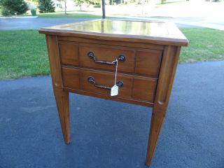 Antique End Table With Two Drawers photo