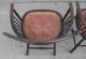 Old Antique Pair Of American Comb Fan Back Windsor Arm Chairs W Velvet Seats 1800-1899 photo 7
