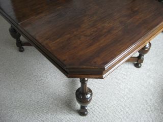 1927 Dated Solid Wood Dark Walnut Finish Kitchen Dining Table,  Jacobean,  Chicago photo