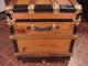 Refinished Flat Top Steamer Trunk Antique Chest With Working Lock & Key & Tray 1800-1899 photo 4