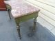 50141 Vintage Paint Decorated Marble Top Low Console Table W/drawer 1900-1950 photo 8