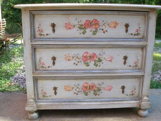 Paint Decorated Chest Of Drawers / French Country photo