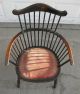 Old Antique American Comb Fan Back Windsor Arm Chair W Spring Loaded Velvet Seat 1800-1899 photo 1