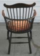 Old Antique American Comb Fan Back Windsor Arm Chair W Spring Loaded Velvet Seat 1800-1899 photo 2