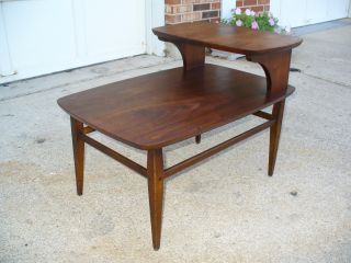 Mid Century Modern Lane Tow Tiered Wooden End Table photo