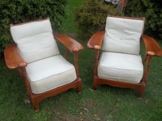 Old Cushman Bennington Vermot Maple Large Arm Lounge Chairs Mid Century Eams Era photo