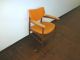 Vintage Retro Mid Century Chair 50s Furniture Modern Danish Style Stool Orange Post-1950 photo 3