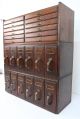 Antique Oak Three Stack File Cabinet 1 - 12 Drawer 2 - 6 Upright File Sectionets 1900-1950 photo 2