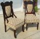 Pair Of Ornate Upholstered Antique Victorian Mahogany Parlor Chairs 1800-1899 photo 2