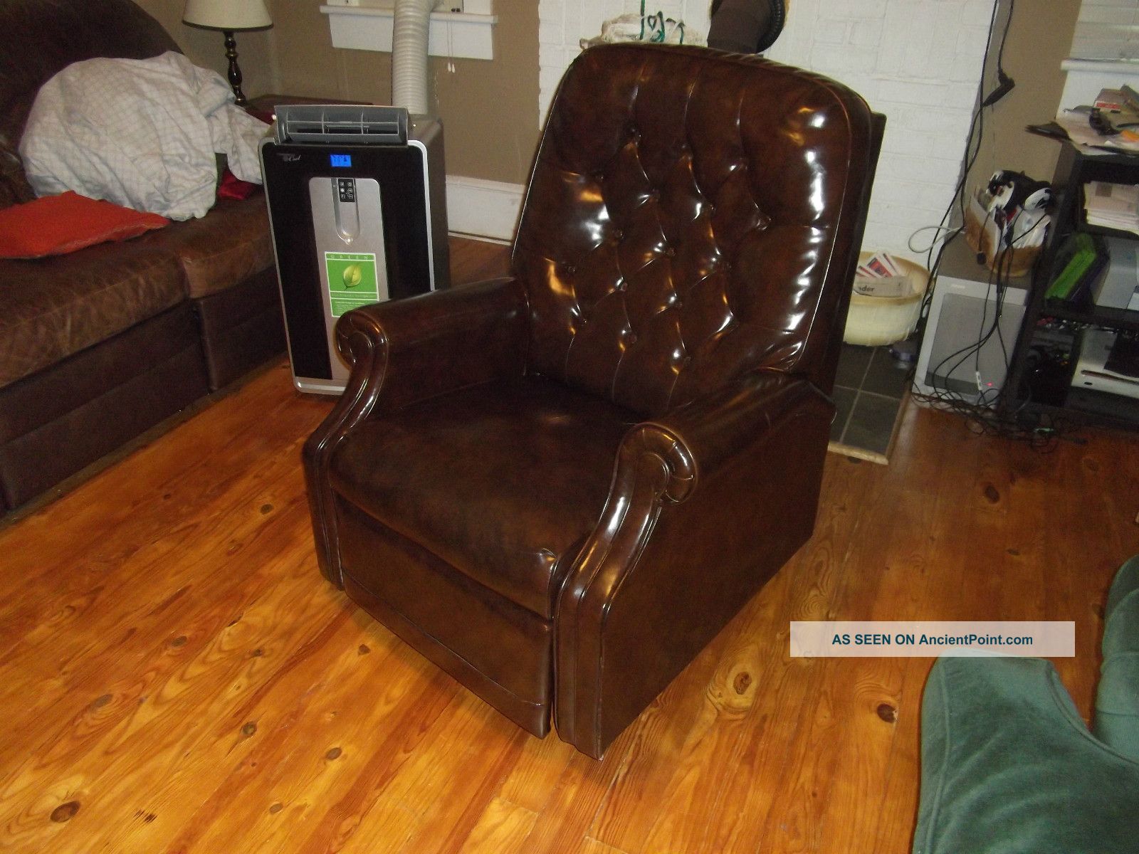 Classic Antique Leather Reclining Chair - Vintage Recliner - - Local Post-1950 photo