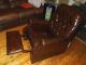 Classic Antique Leather Reclining Chair - Vintage Recliner - - Local Post-1950 photo 2