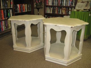 Hand Painted Vntg.  Shabby/cottage Chic Wood Side Tables - 2 Avail/bucks Cty. ,  Pa photo