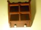 Vtg Wood Apothecary Box Or Spice Cabinet With Porcelain Drawers Wall Cabinet 1900-1950 photo 4