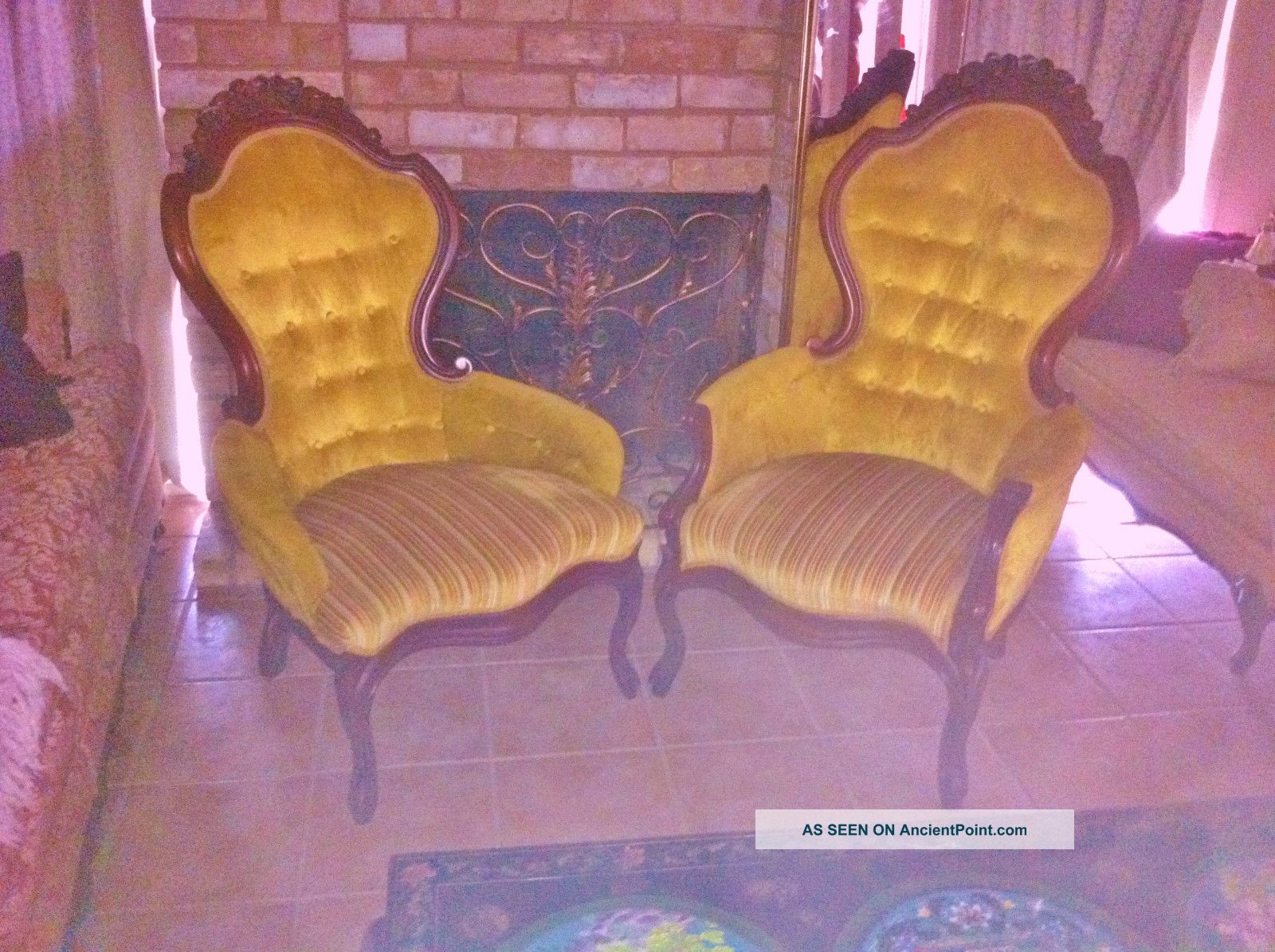 Antique Pair King & Queen Or His & Her Parlor Chairs Classy & 1900-1950 photo