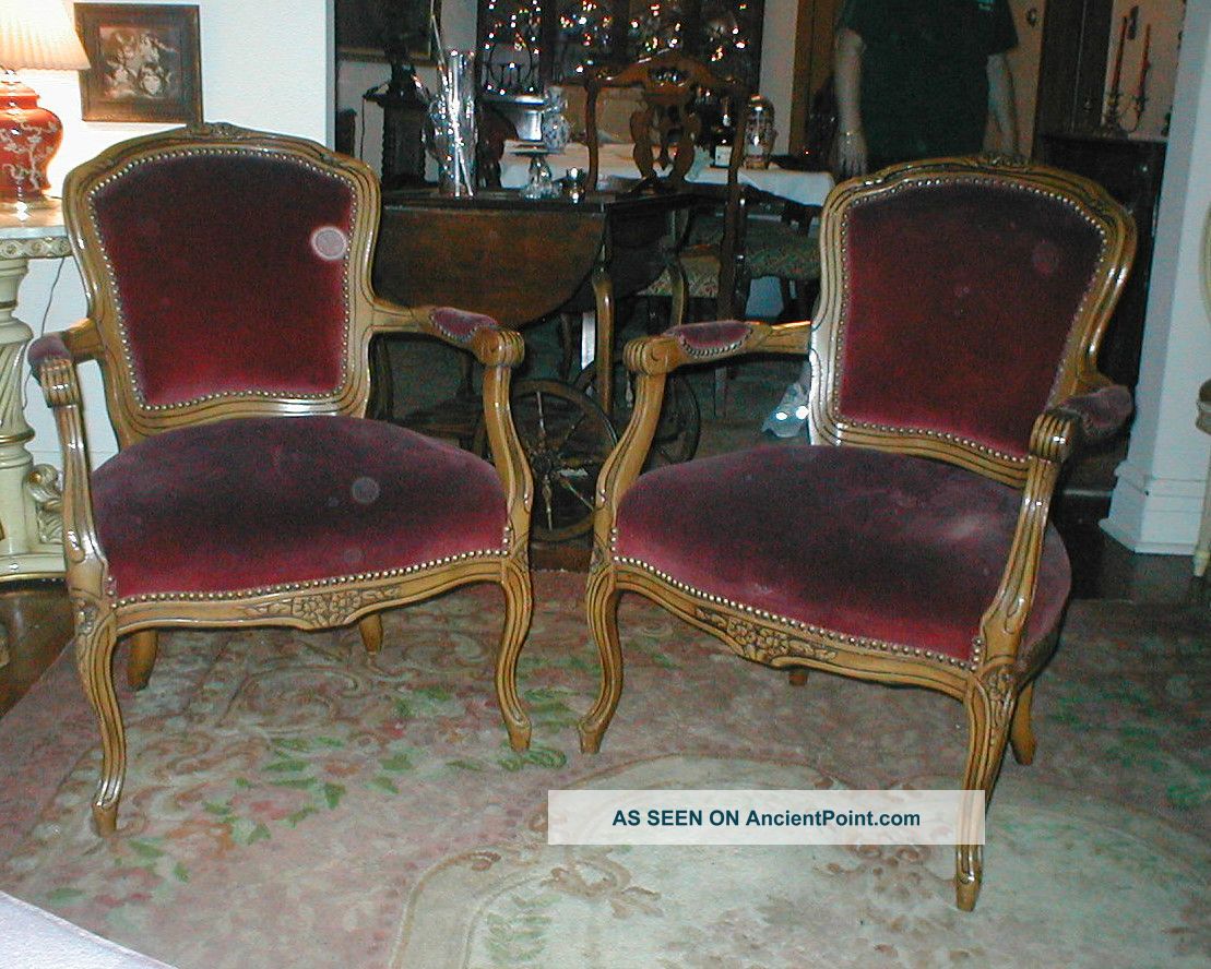 Absolutely Lovely Pair Of Marshall Field Club Chairs.  Carved Wood Frame 1900-1950 photo