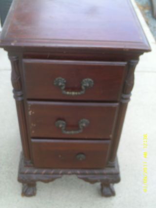 Mahogany Antique Night Stand With Claw Ball Feet Continental Co. photo
